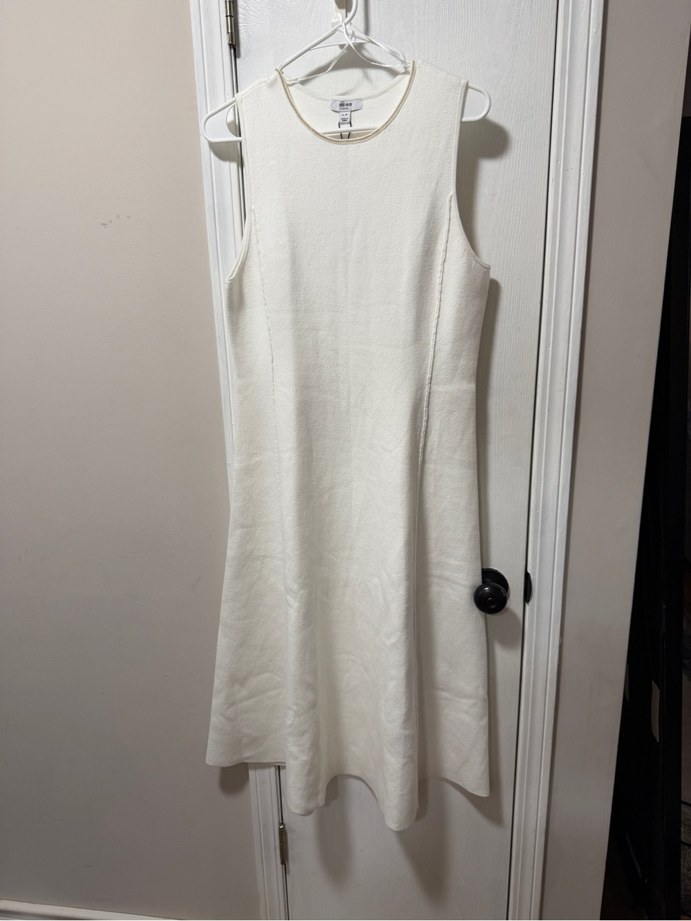 Reiss Sleeveless Cream Midi A-Line Dress high quality fabric
